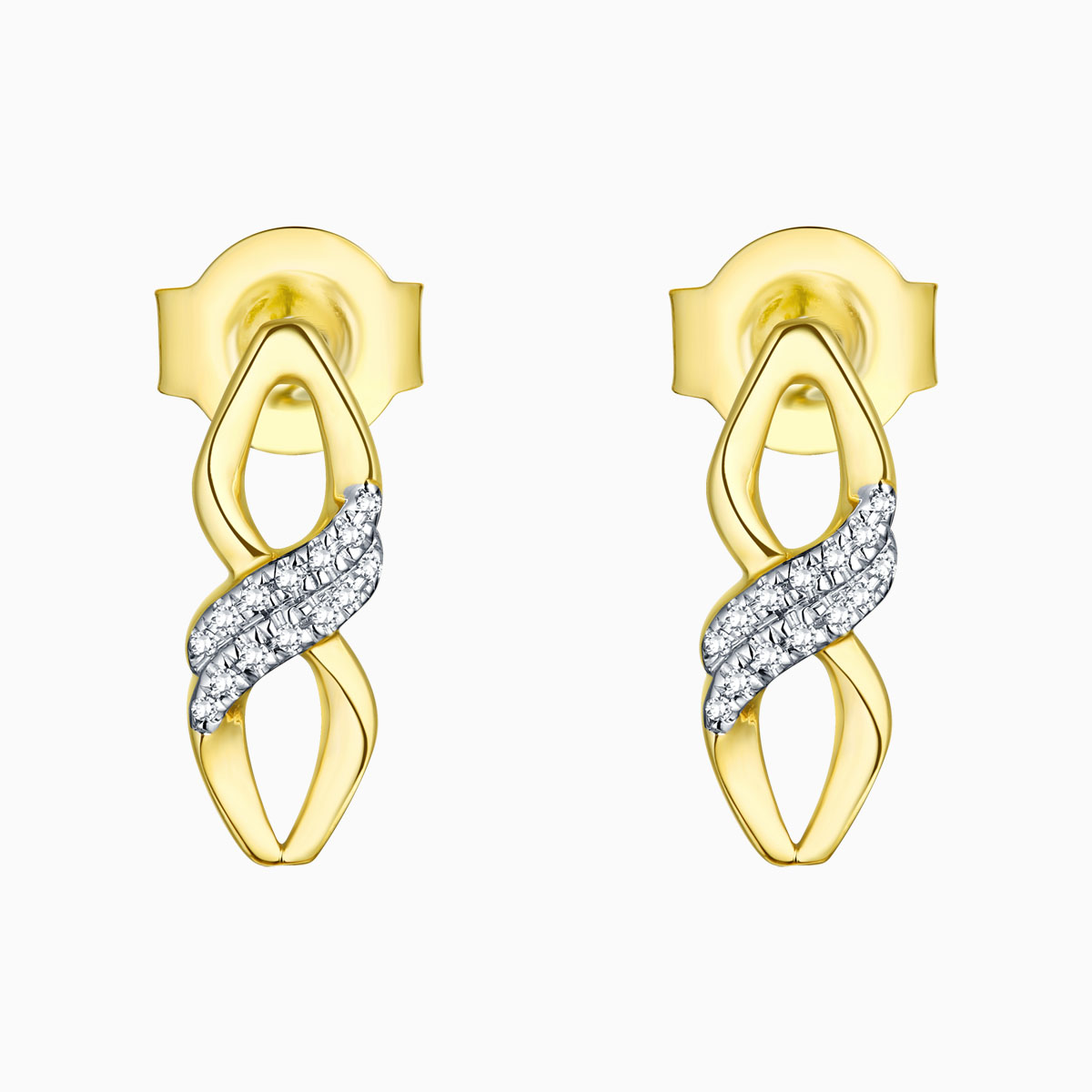 E13559WHT- 14K Yellow Gold Diamond Earrings, 0.04 TCW