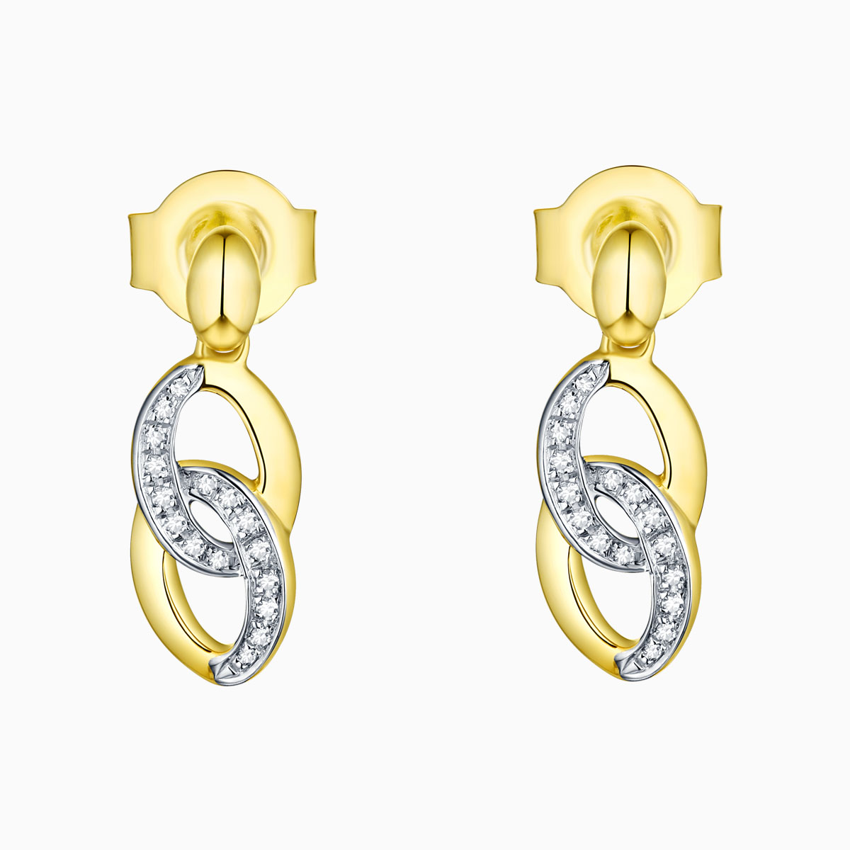 E13630WHT- 14K Yellow Gold Diamond Earrings, 0.05 TCW