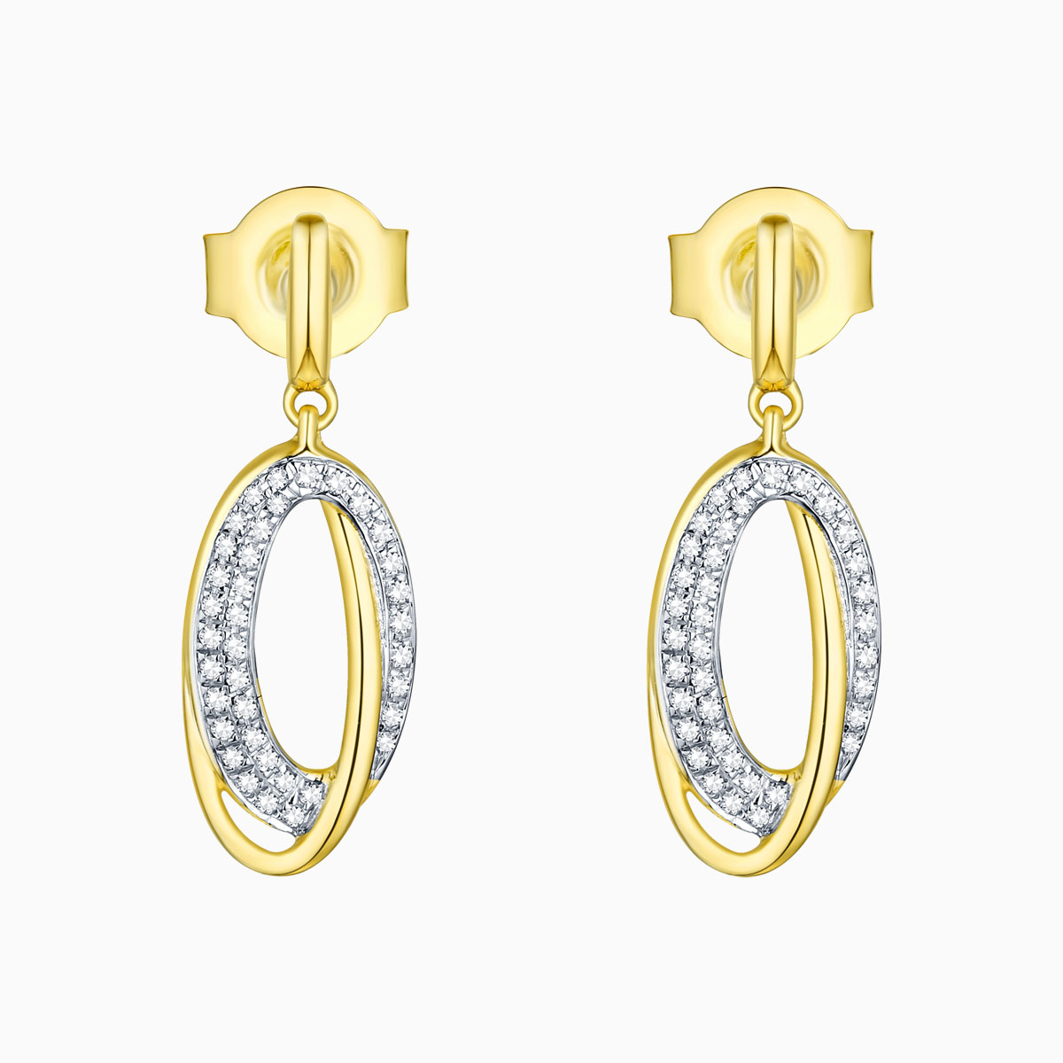 E13634WHT- 14K Yellow Gold Diamond Earrings, 0.11 TCW