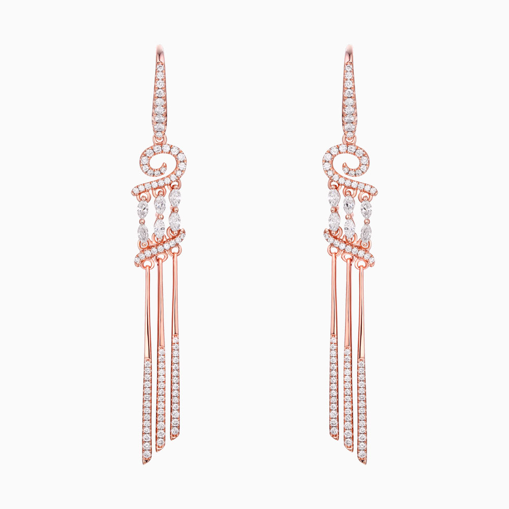 E24753WHT- 14K Rose Gold Diamond Earrings, 1.24 TCW