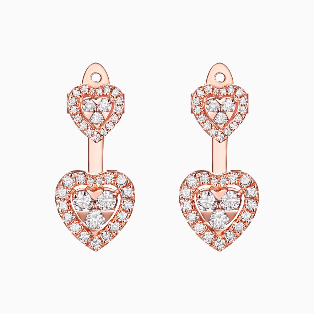 E25528WHT- 14K Rose Gold Diamond Earrings, 0.65 TCW