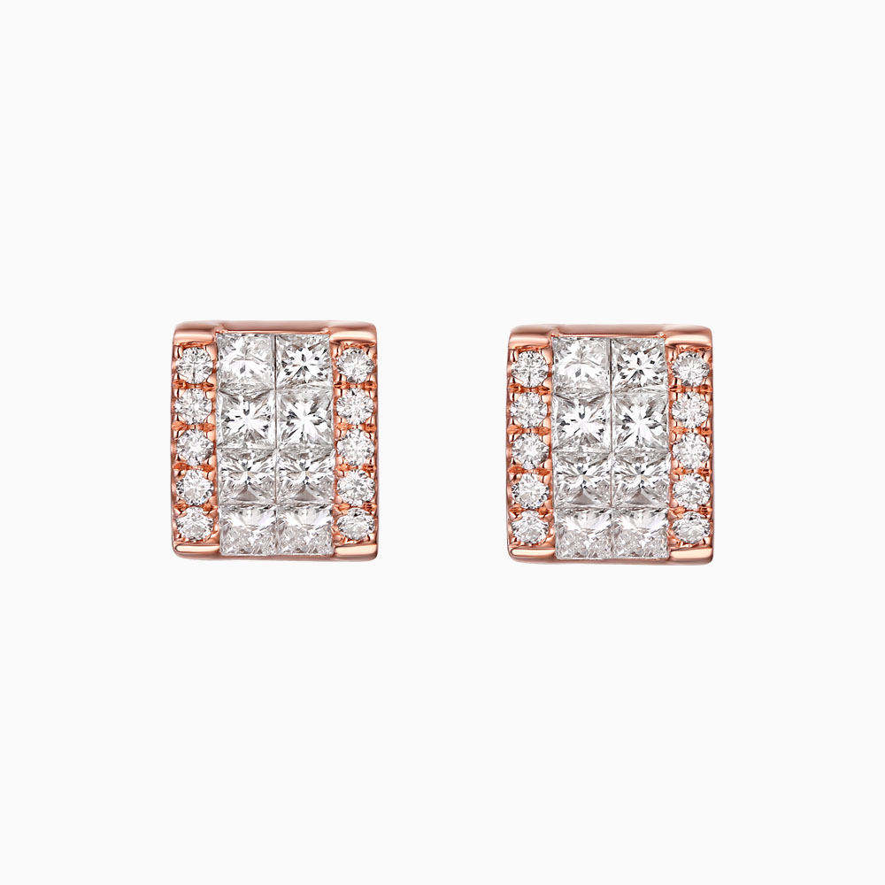 E25770WHT- 14K Rose Gold Diamond Earrings, 0.81 TCW