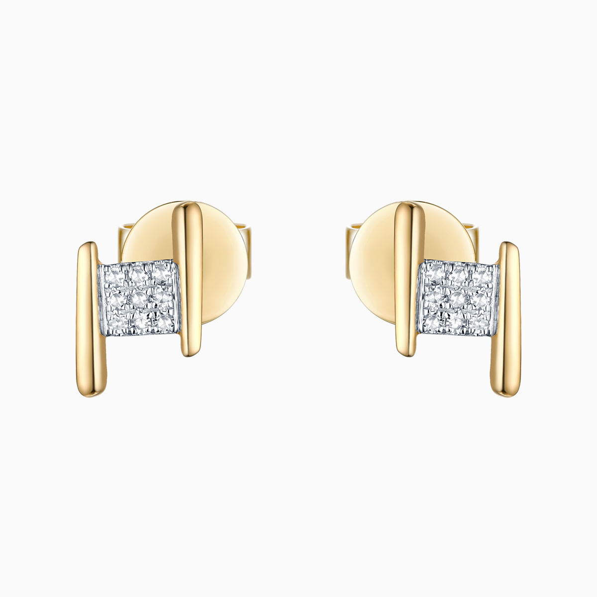 E25846WHT- 14K Yellow Gold Diamond Earrings, 0.04 TCW