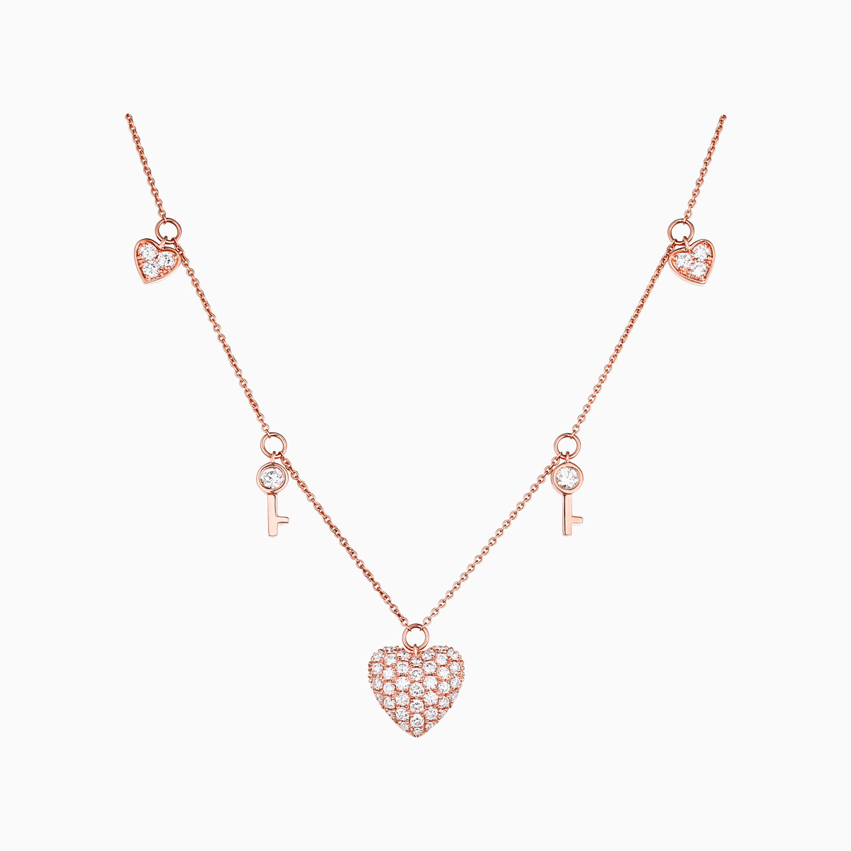 NL25536WHT- 14K Rose Gold Diamond Necklace, 0.76 TCW