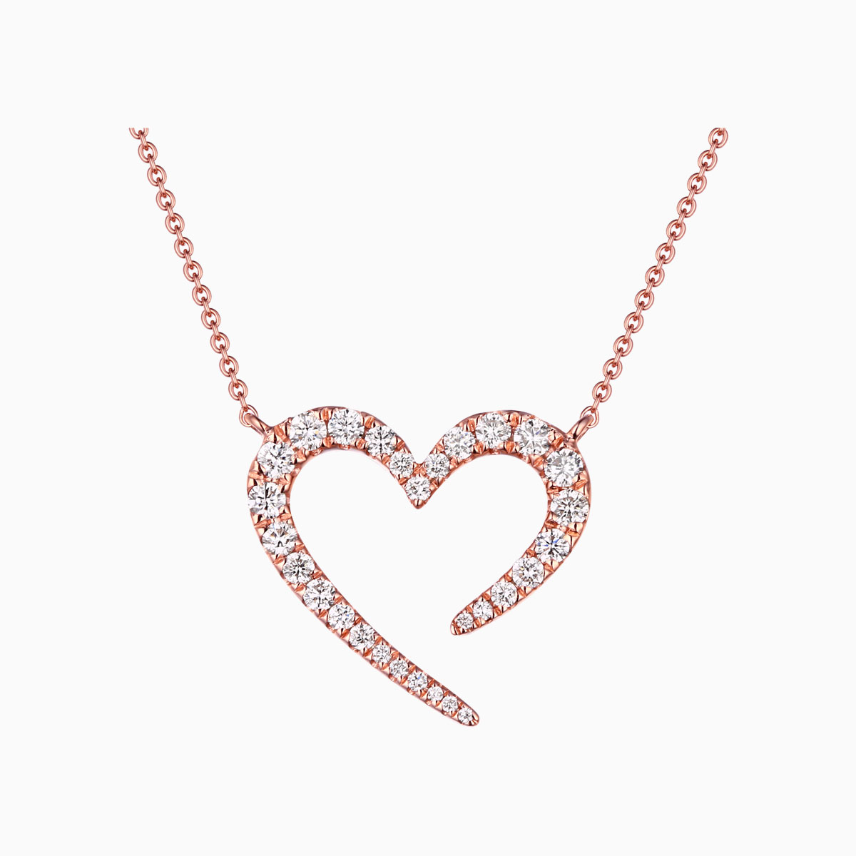 NL25726WHT- 14K Rose Gold Diamond Necklace, 0.45 TCW