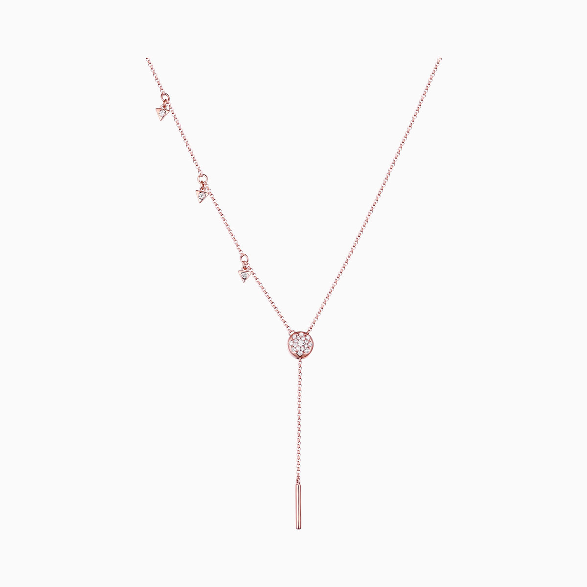 NL25769WHT- 14K Rose Gold Diamond Necklace, 0.16 TCW