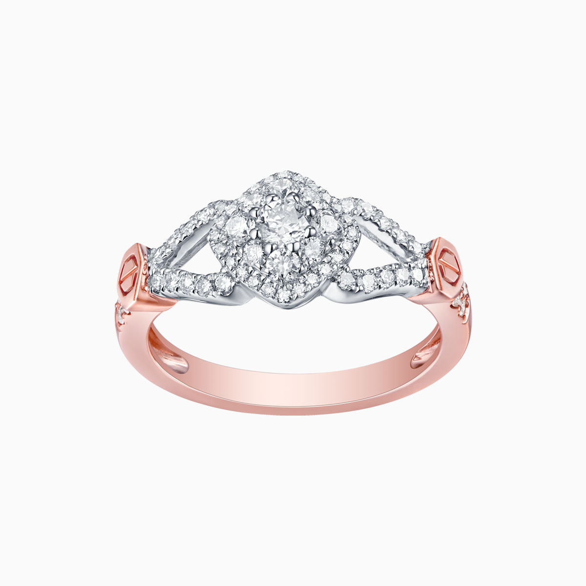 R17416WHT- 14K Rose Gold Diamond Ring, 0.60 TCW