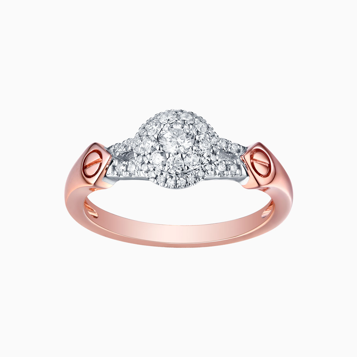 R17592WHT- 14K Rose Gold Diamond Ring, 0.39 TCW