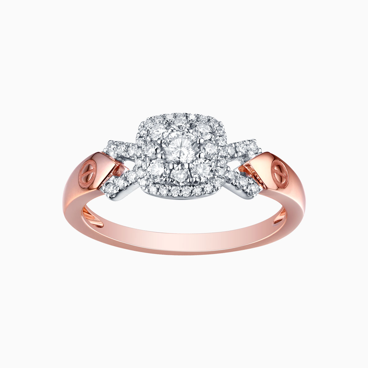 R17604WHT- 14K Rose Gold Diamond Ring, 0.45 TCW