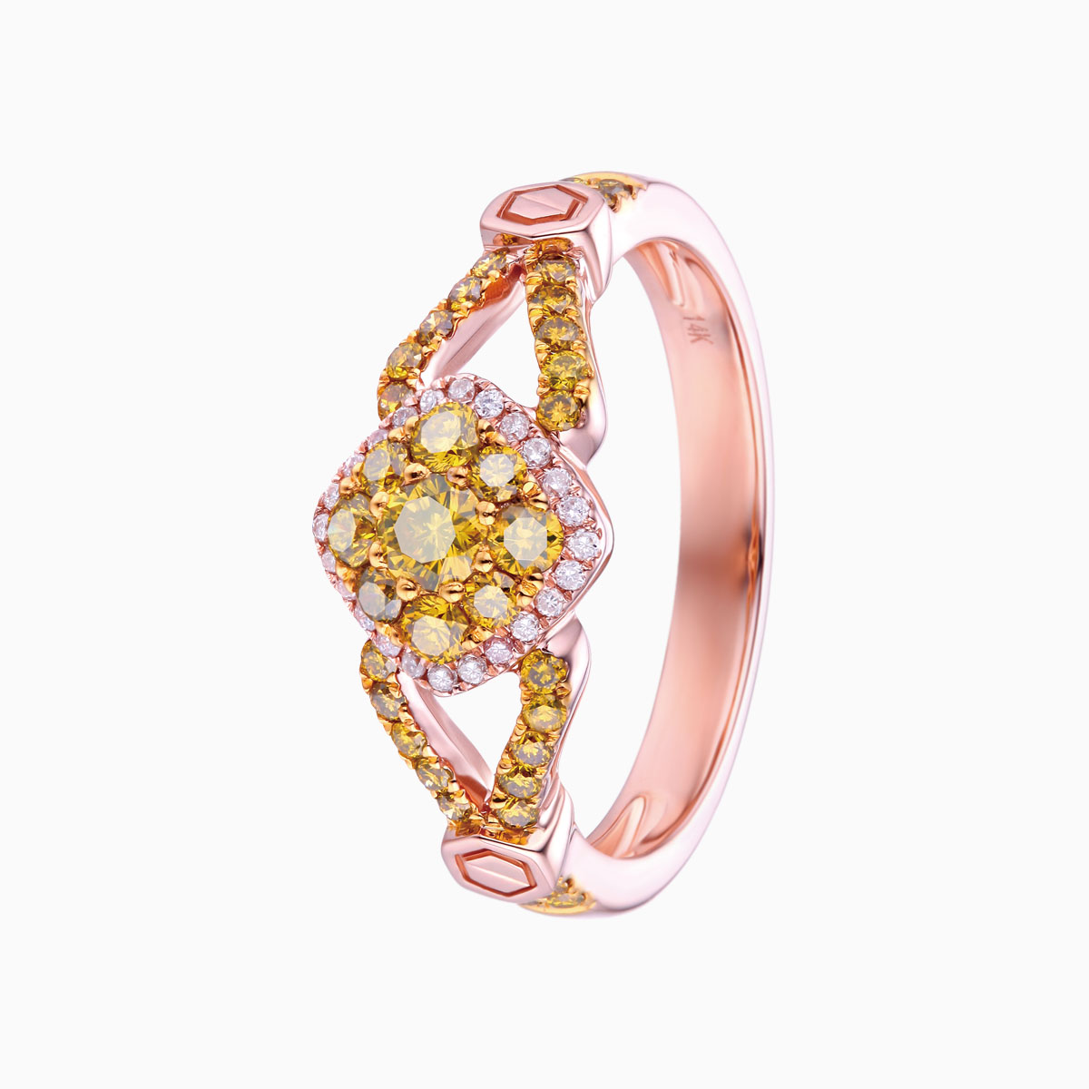 R17416YEL- 14K Rose Gold Diamond Ring, 0.64 TCW