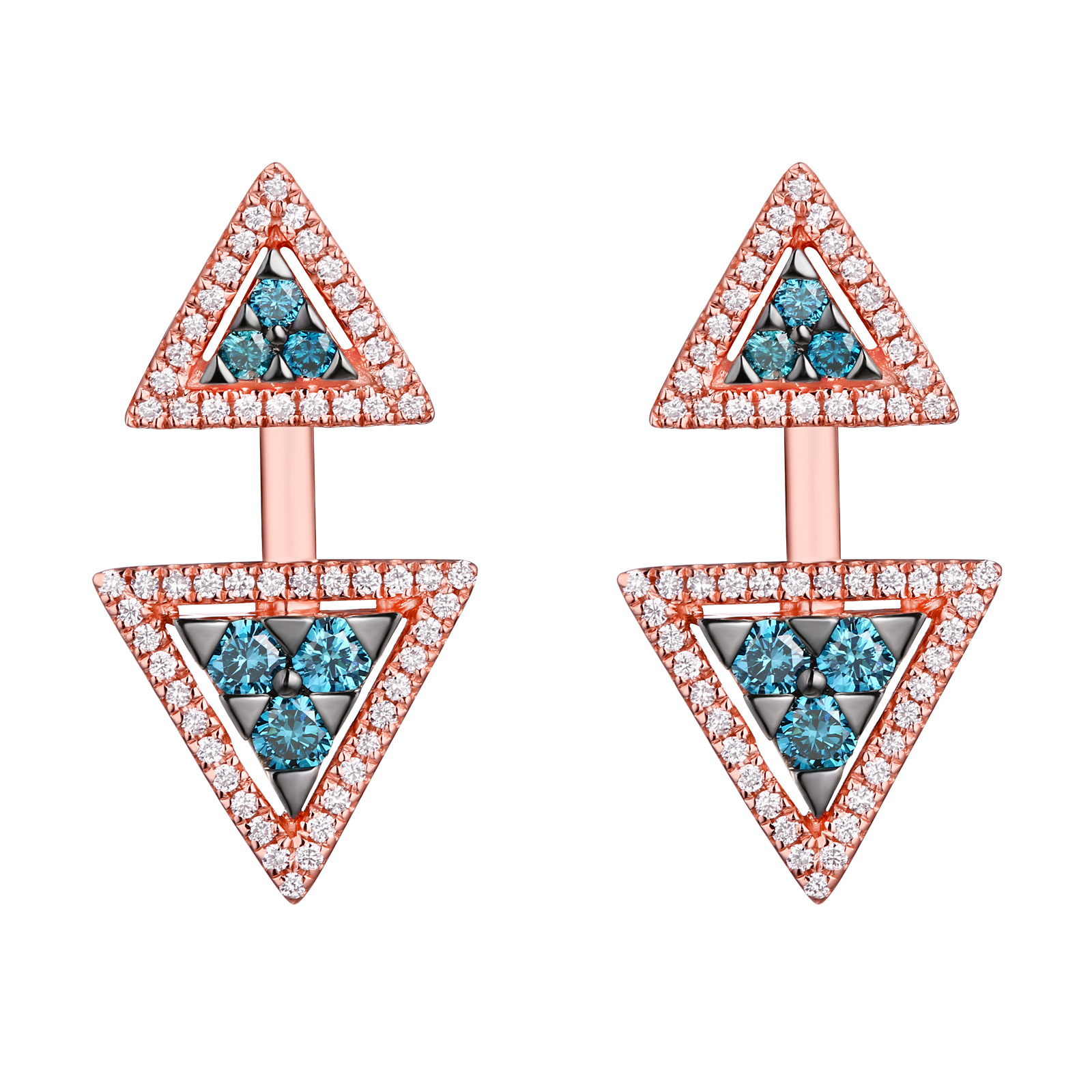 E25079ICE- 18K Rose Gold Diamond Earrings, 0.66 TCW