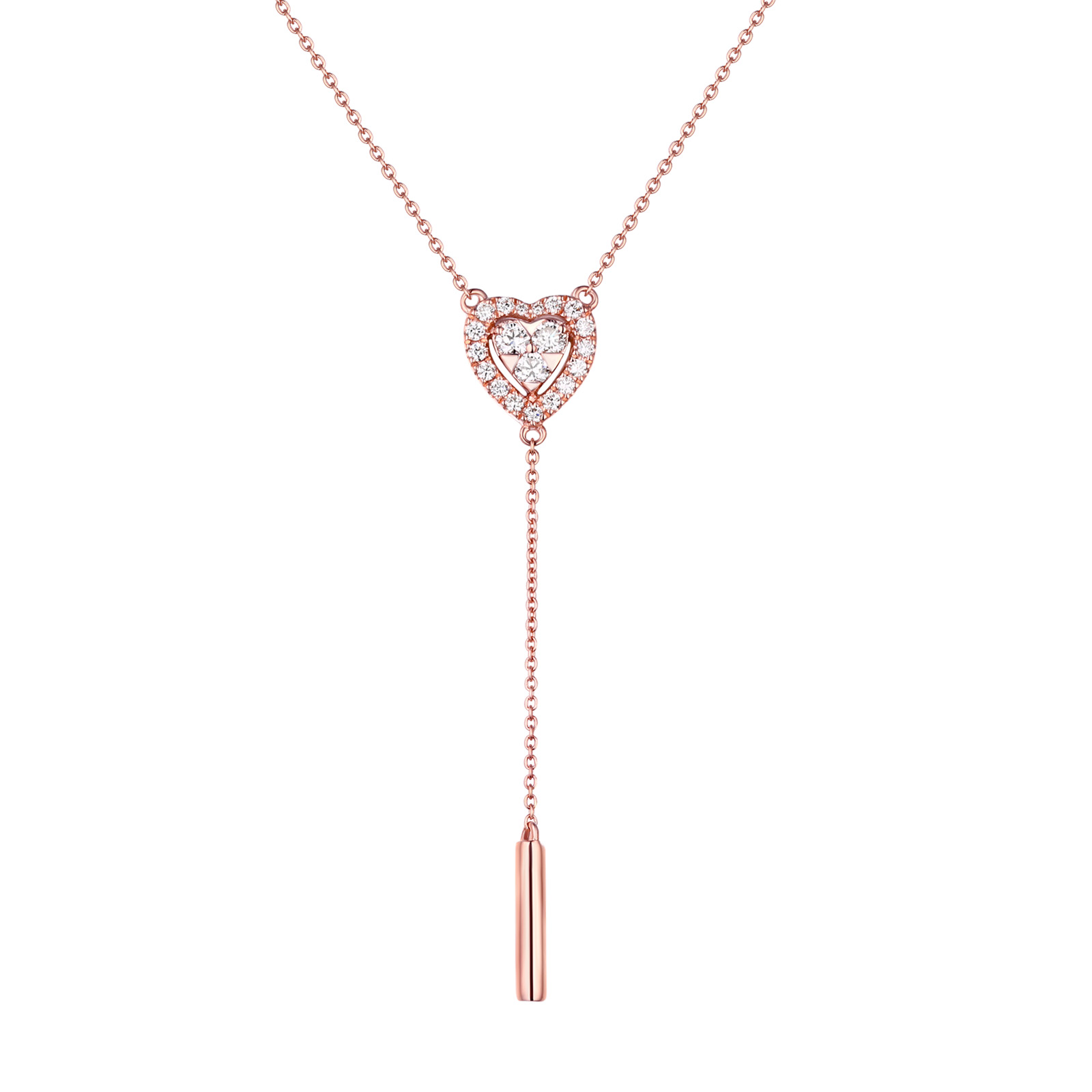 NL25529WHT- 14K Rose Gold Diamond Necklace, 0.26 TCW