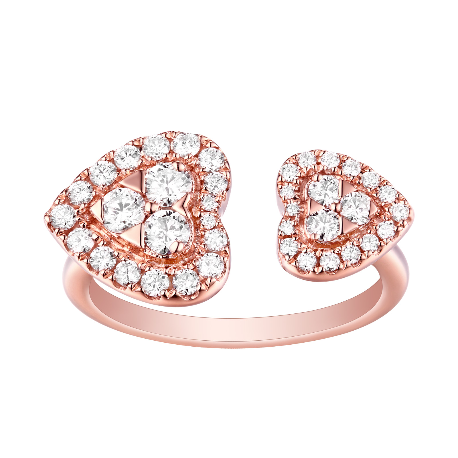 R25527WHT- 14K Rose Gold Diamond Ring, 0.72 TCW