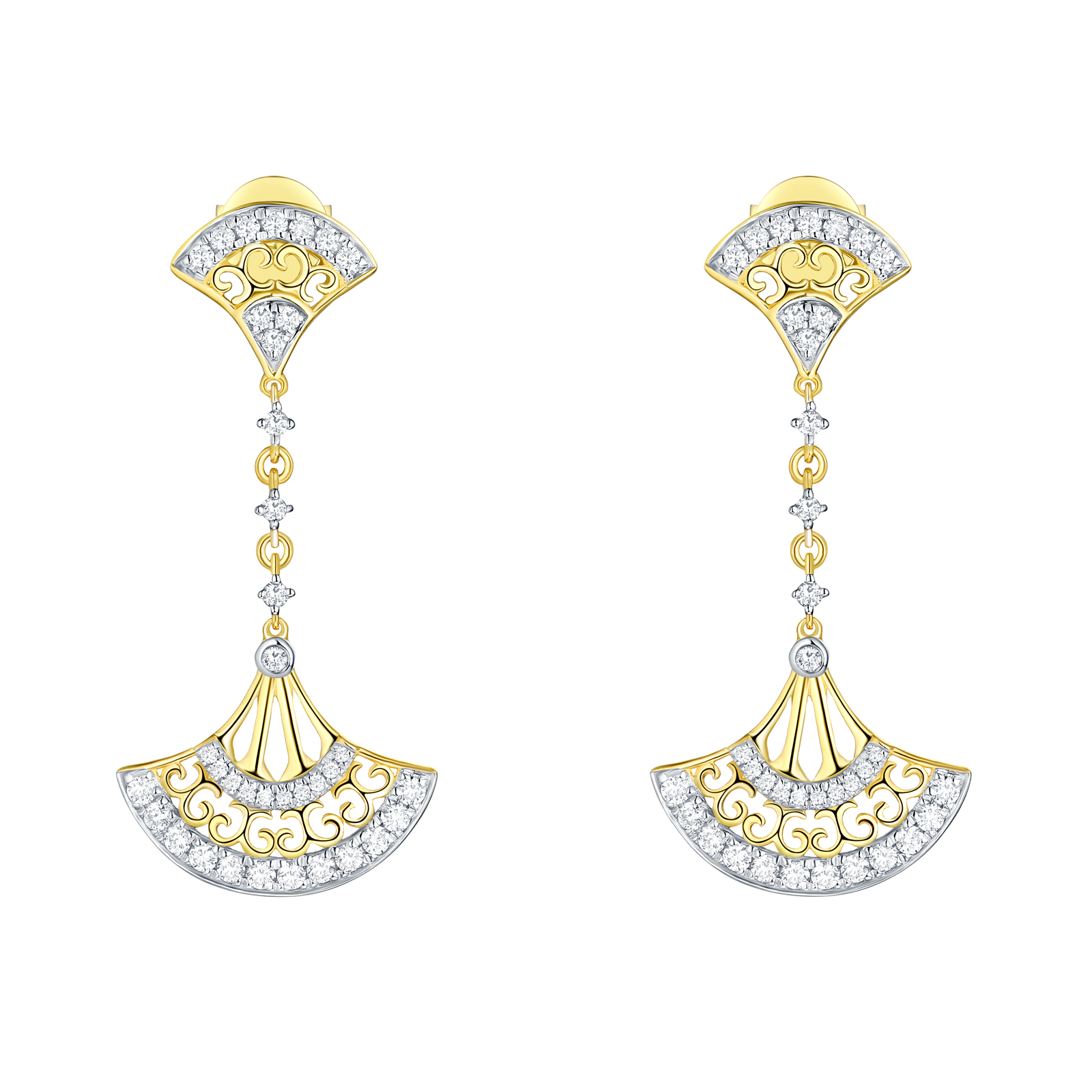 E29918WHT- 14K Yellow Gold Diamond Earrings, 0.54 TCW