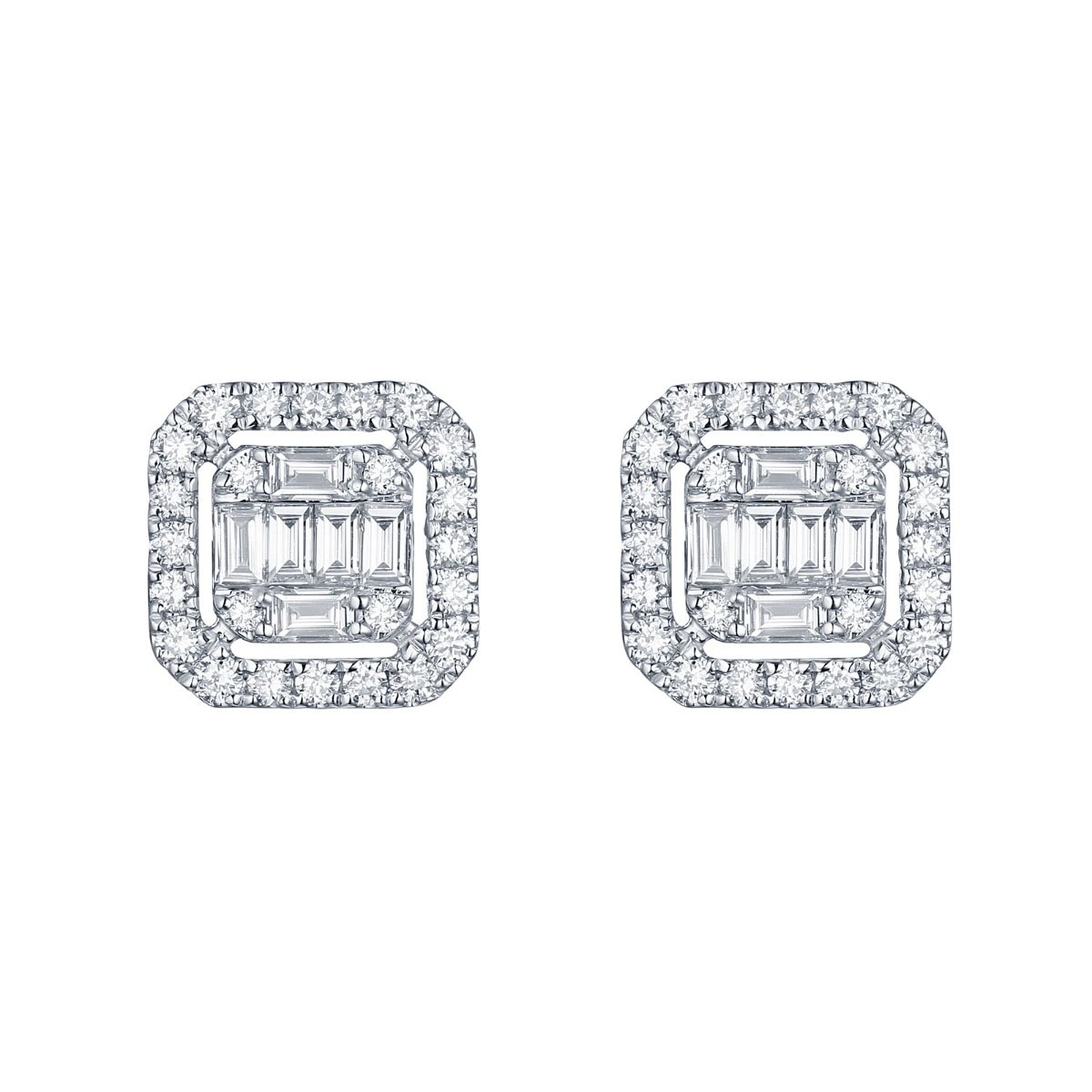 E35087WHT – 18K White Gold Diamond Earring, 0.74 TCW