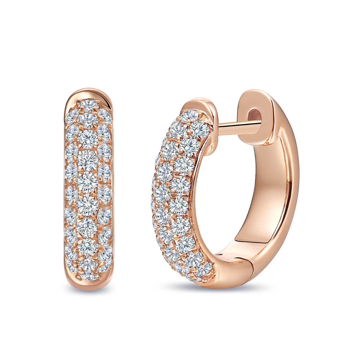E35355WHT – 18K Rose Gold Diamond Earring, 0.52 TCW