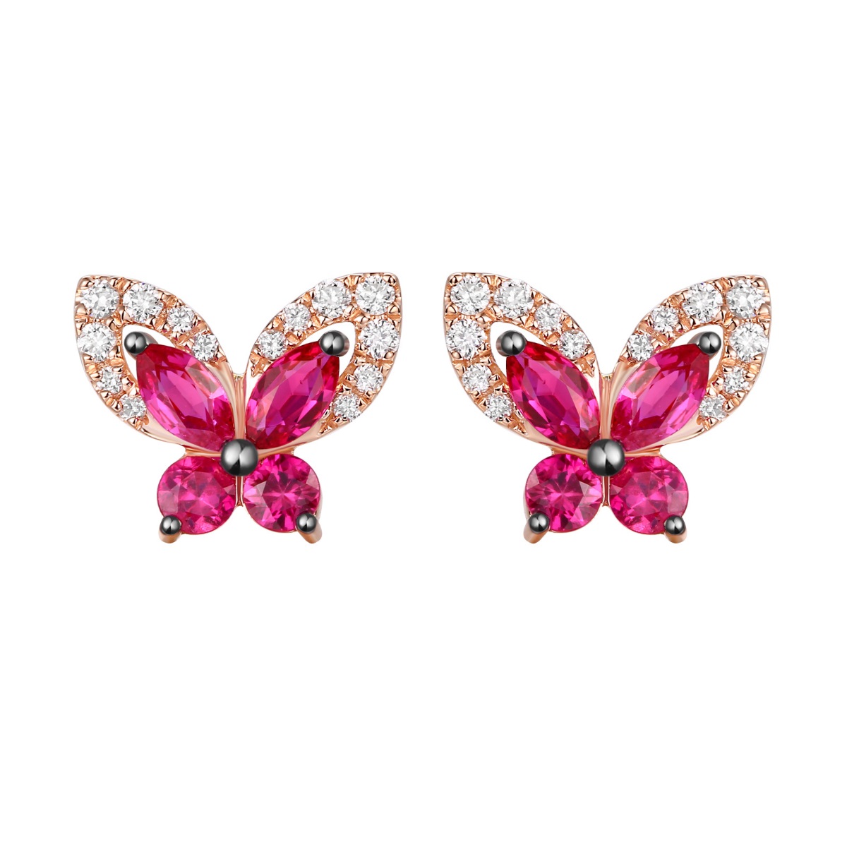 E36452RUW – 18K Rose Gold  Diamond and Gemstone Earring, 0.84 TCW