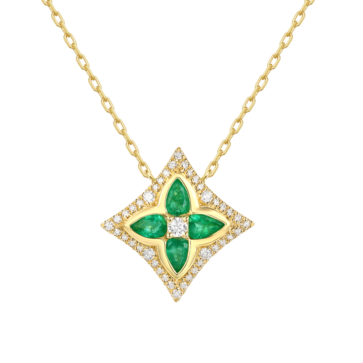 NL36381WEM – 18K Yellow Gold  Diamond and Gemstone Necklace, 0.67 TCW