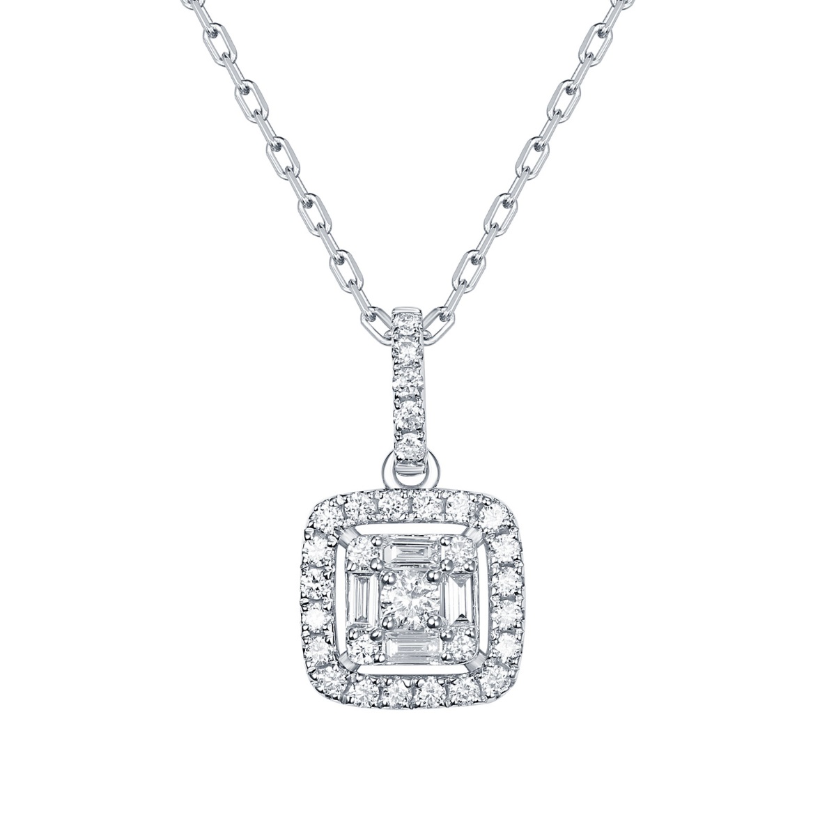 P36435WHT – 18K White Gold Diamond Pendant, 0.35 TCW