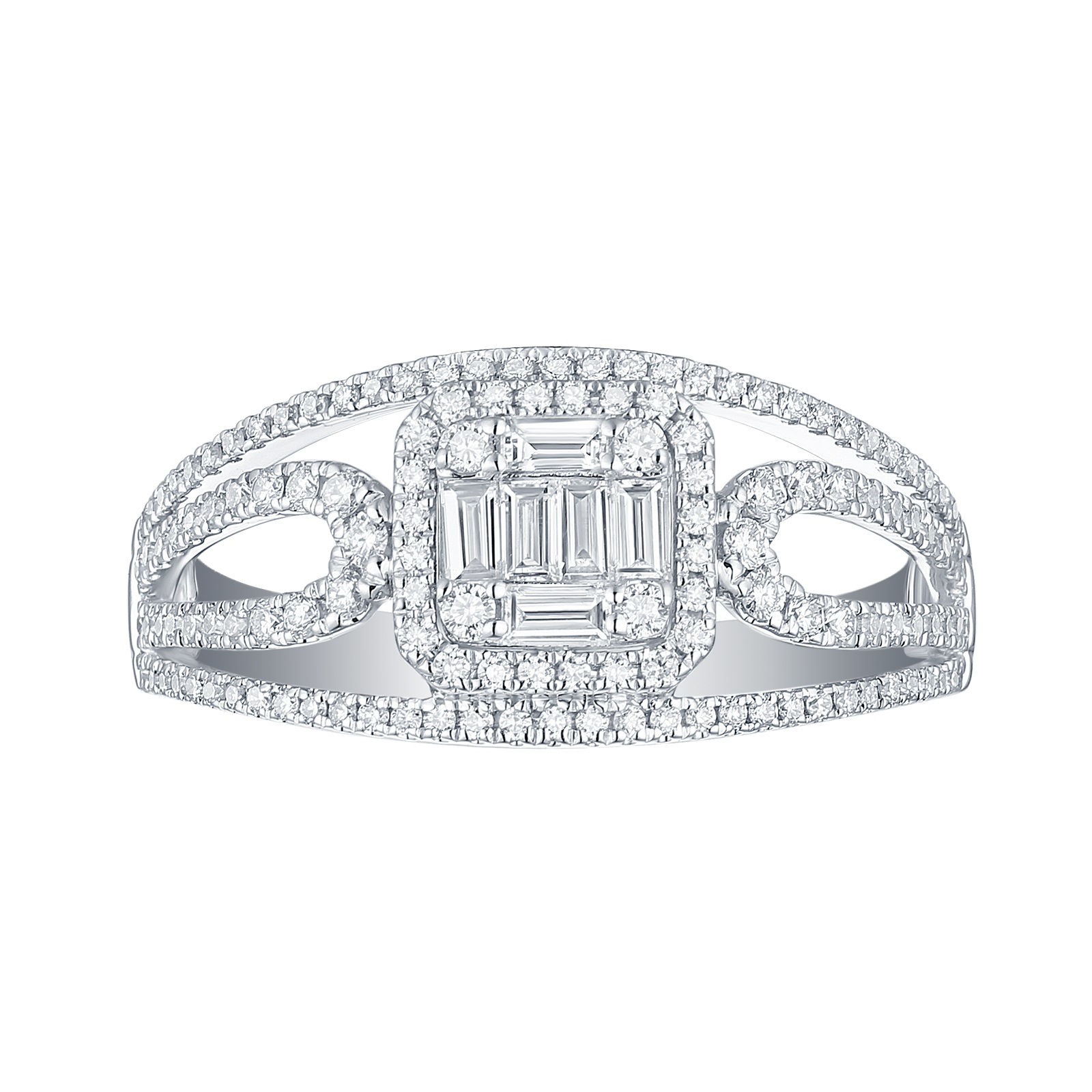 R34807WHT – 18K White Gold Diamond Ring, 0.56 TCW