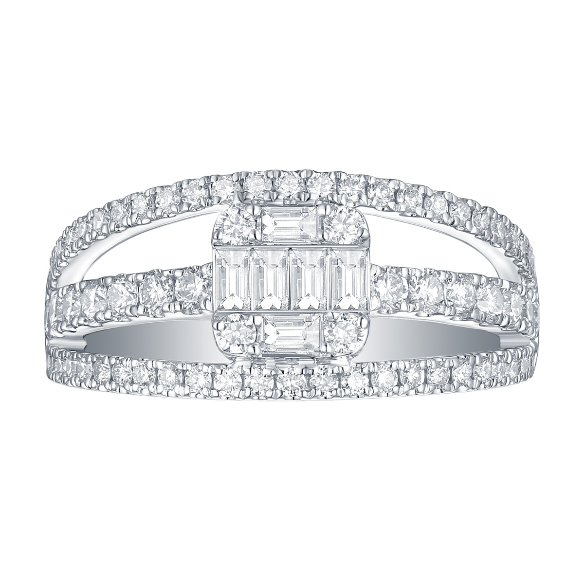 R34870WHT – 18K White Gold Diamond Ring, 0.98 TCW