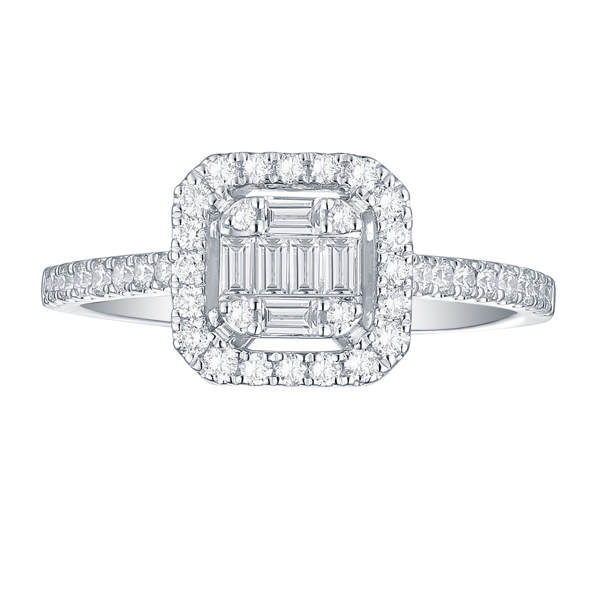 R35085WHT – 18K White Gold Diamond Ring, 0.51 TCW
