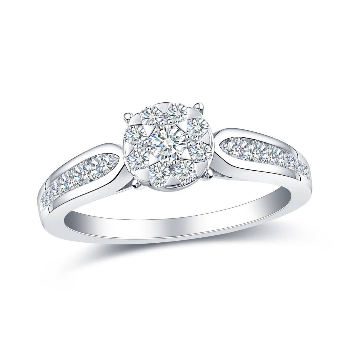R35566WHT – 18K White Gold Diamond Ring, 0.62 TCW