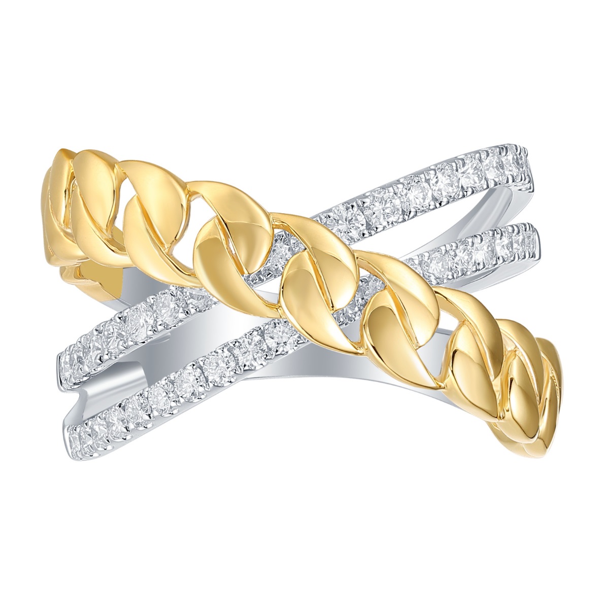 R36659WHT – 18K Yellow White Gold  Diamond Ring, 0.56 TCW